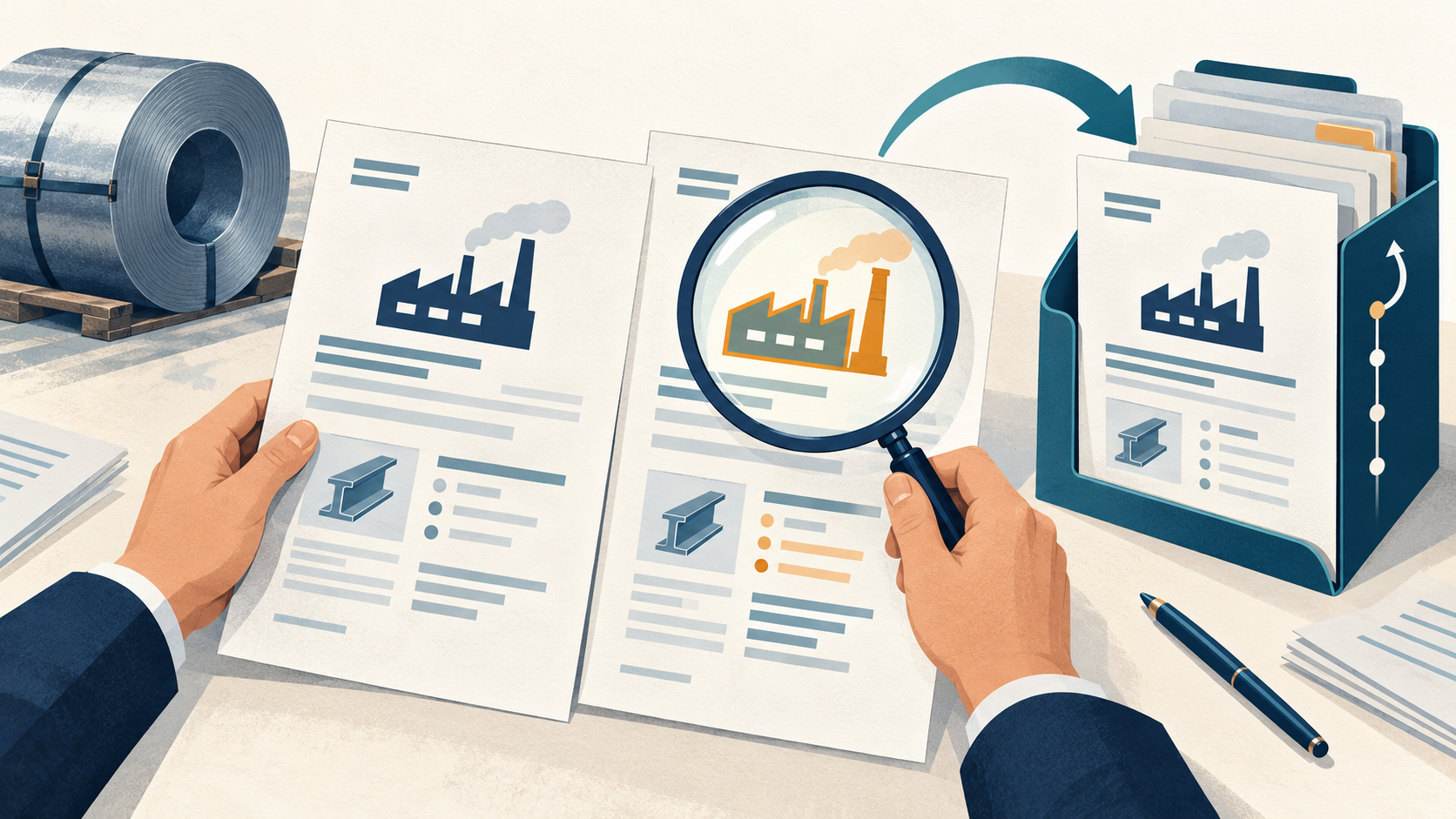 A magnifying glass highlights inconsistent installation details between two reports.