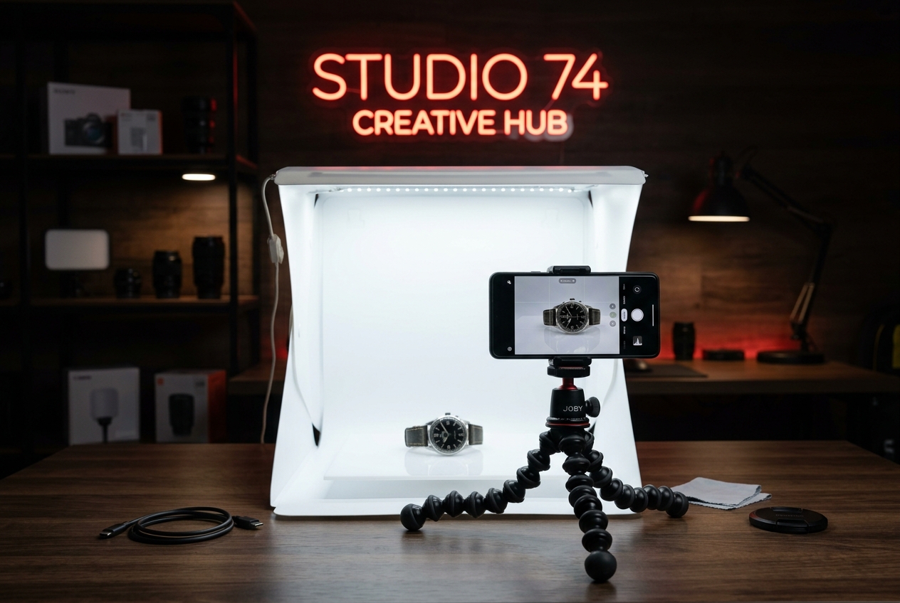 Configuration studio photo produit smartphone en Algérie