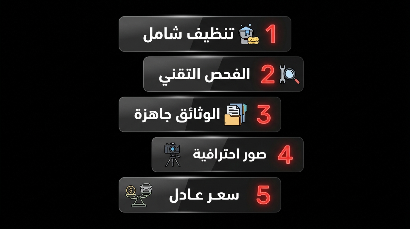 قائمة الخطوات الخمس لتحضير مركبتك للبيع