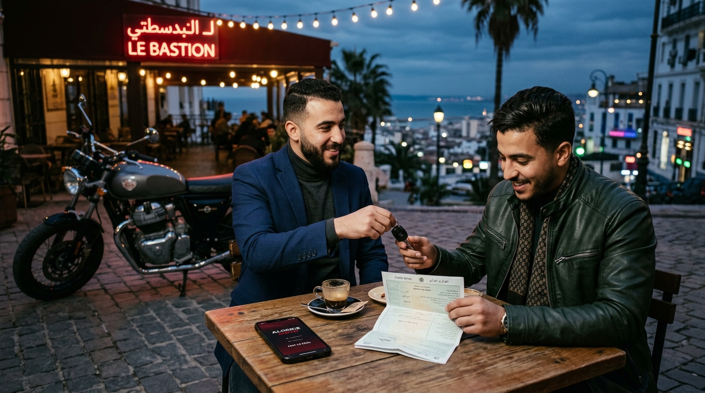 Legal motorcycle ownership transfer ceremony in Algeria