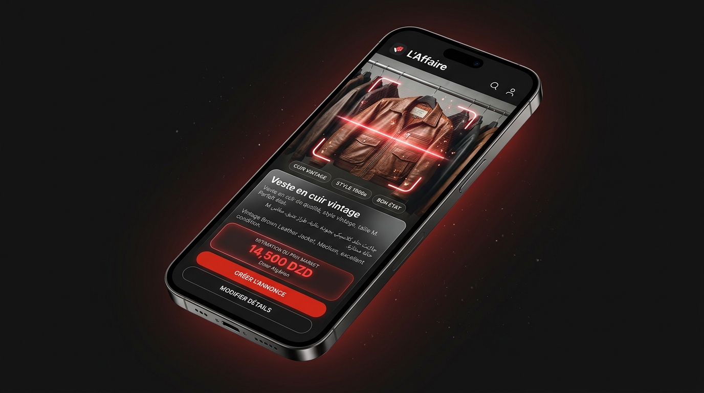 Lightning AI listing interface on L'Affaire mobile application