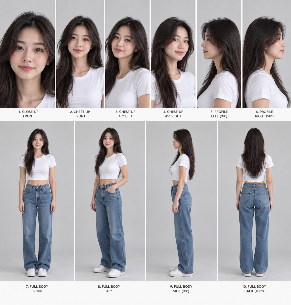 the 10-angle character reference sheet from the video
