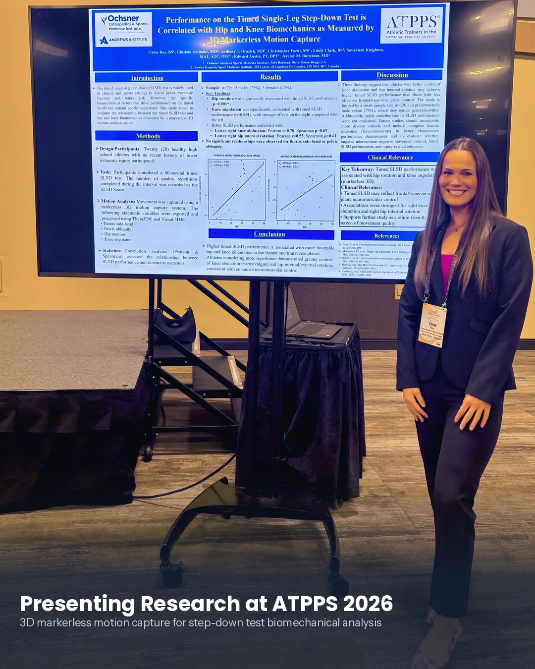 Chloe Roy Presents Step-Down Test And Motion Capture Research At Atpps 2026 | Chloe Roy Presenting Her Research Poster On Step-Down Test Biomechanics At Atpps 2026