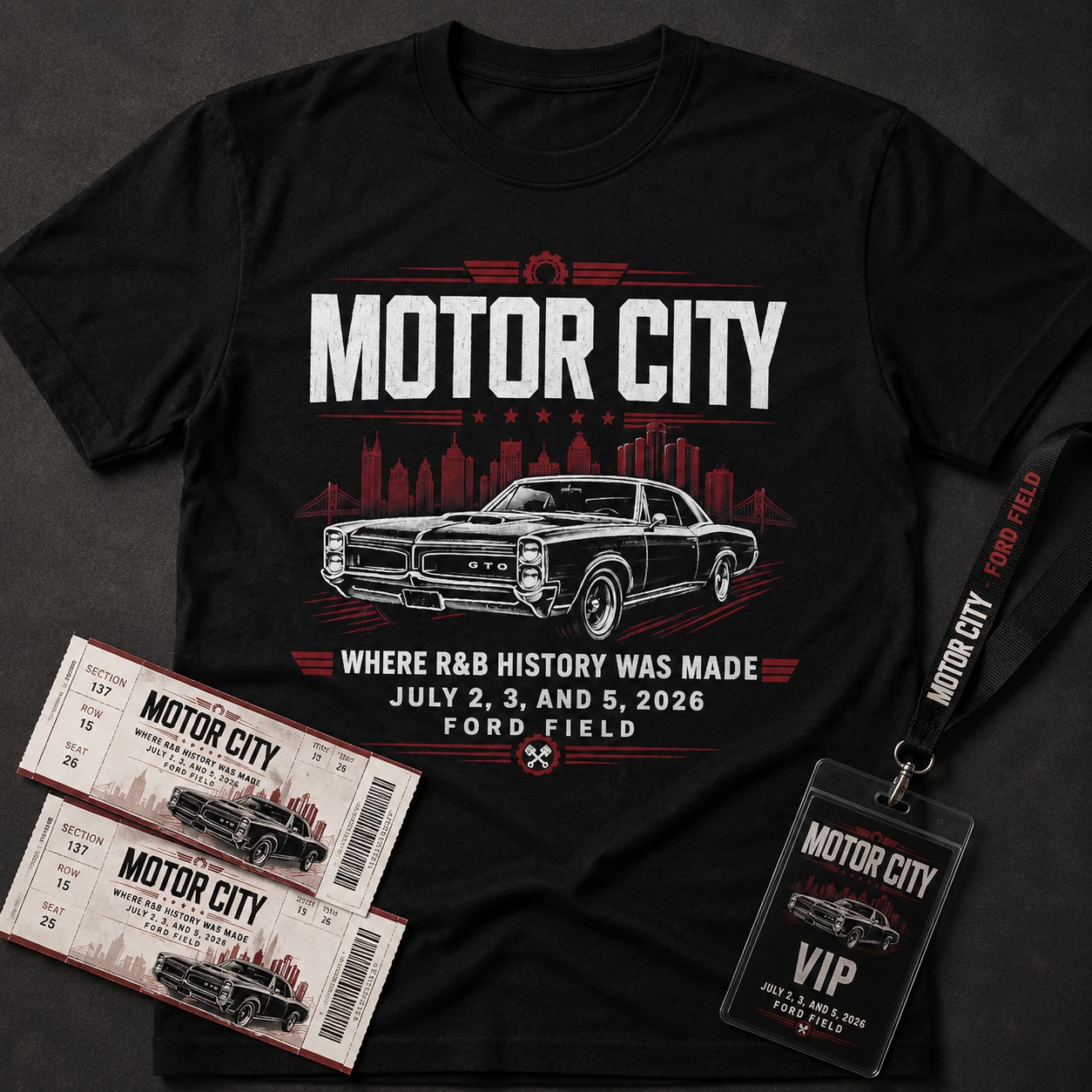 Motor City Concert Tee Detroit Ford Field R&B Tour 2026