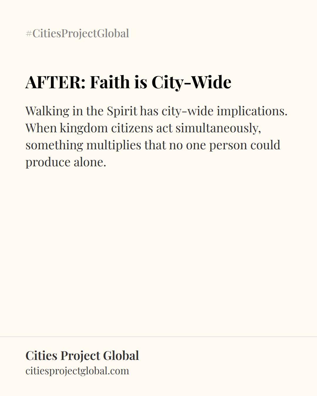 After - How God designed the spiritual journey to have city-wide implications