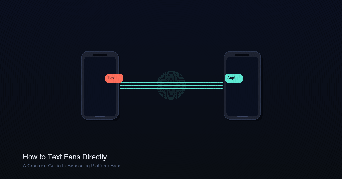 Two phones connected by a direct beam of light, representing one-to-one communication without platforms.