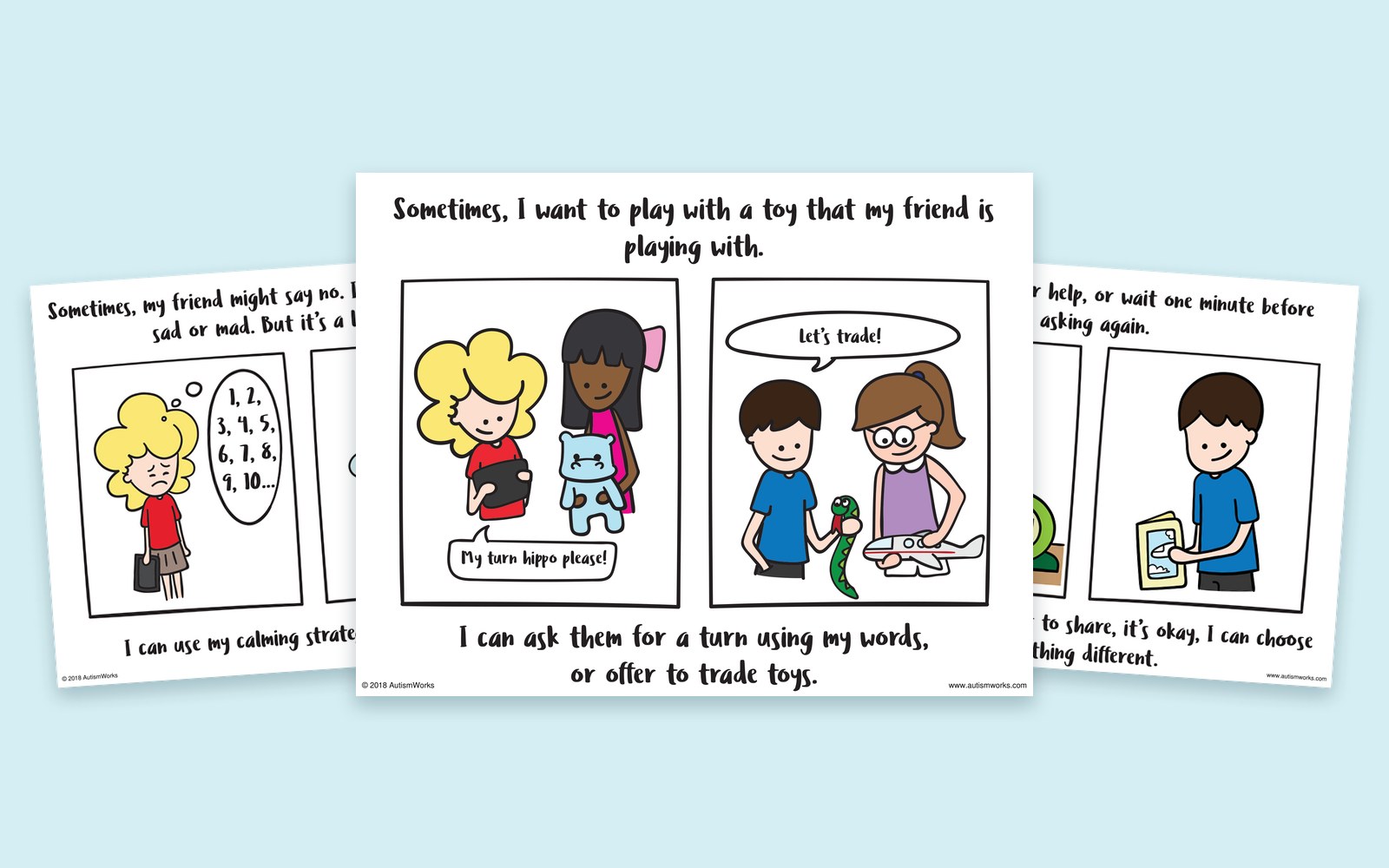 Pages from the Asking for a Turn social story