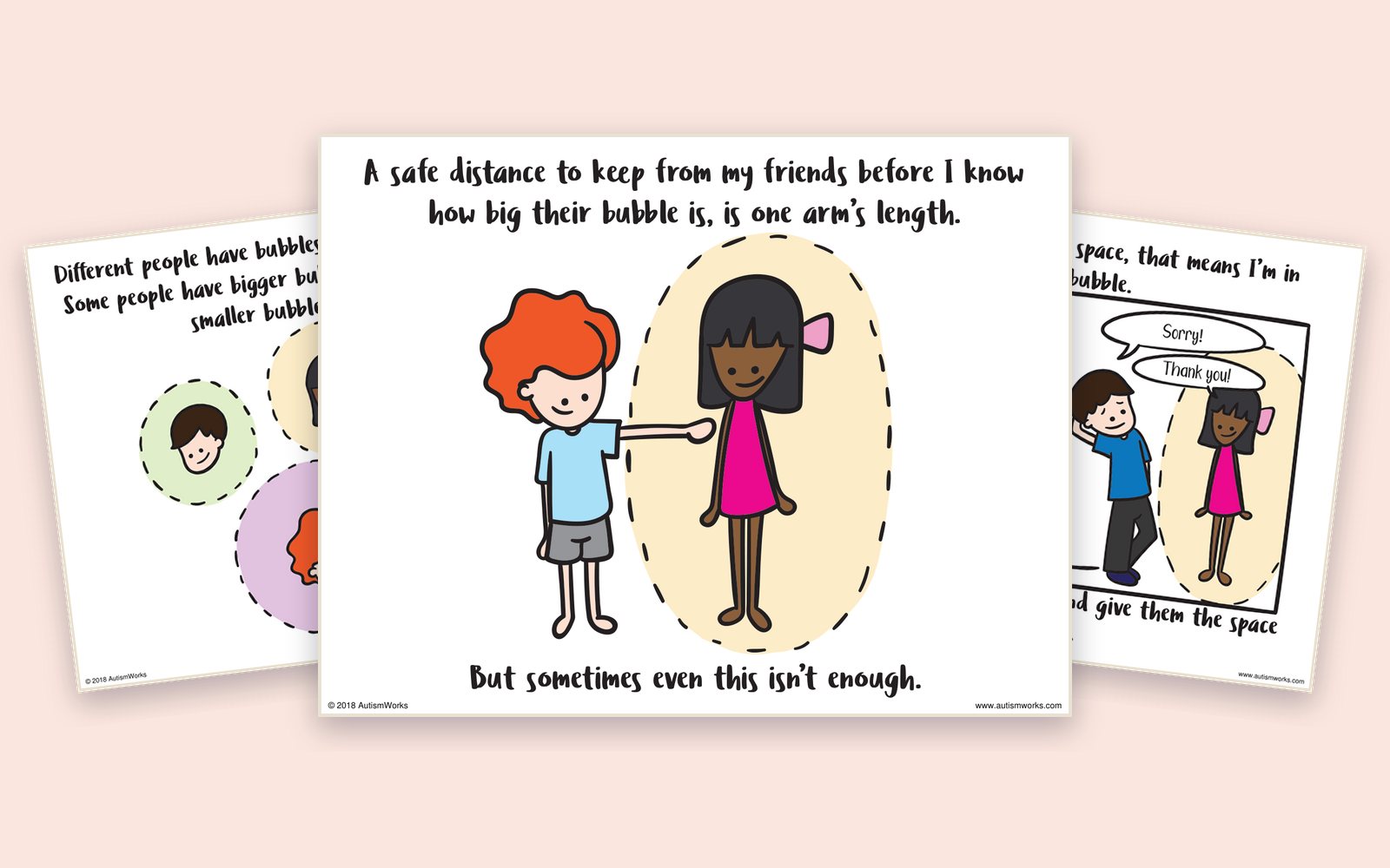 Pages from the Personal Space social story